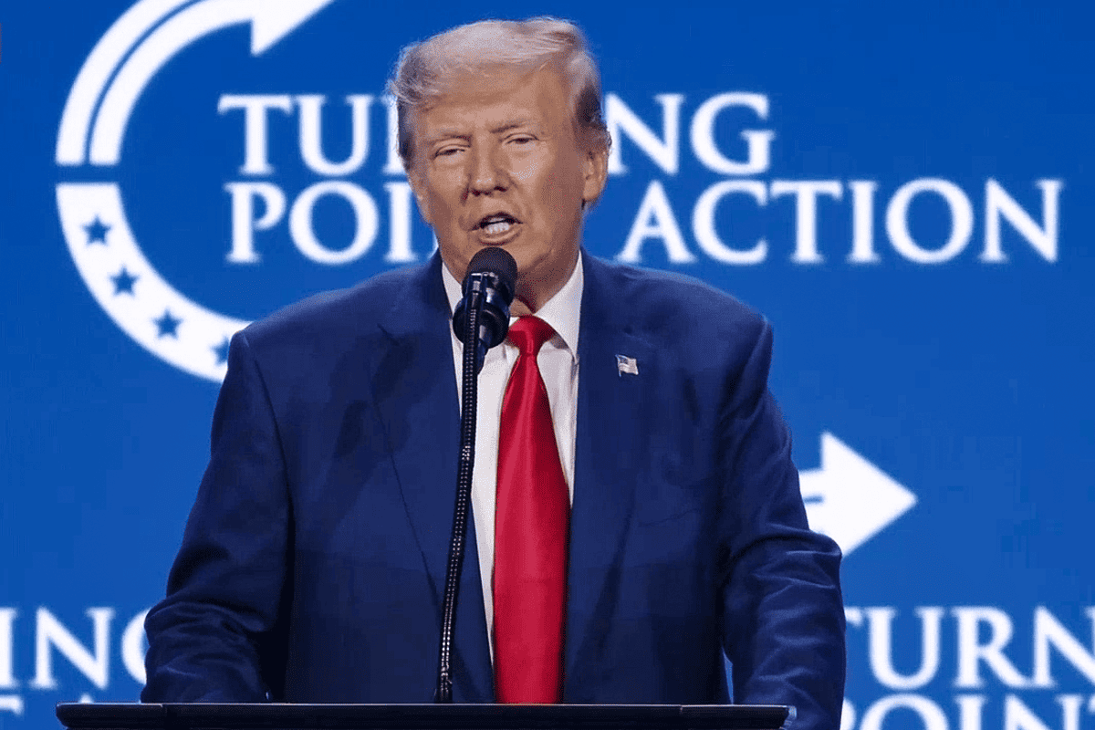 Former President Donald Trump speaks at TurningPointAction 2023 conference in Palm Beach, Fla., July 15, 2023. (Video/Donald J. Trump, Rumble)