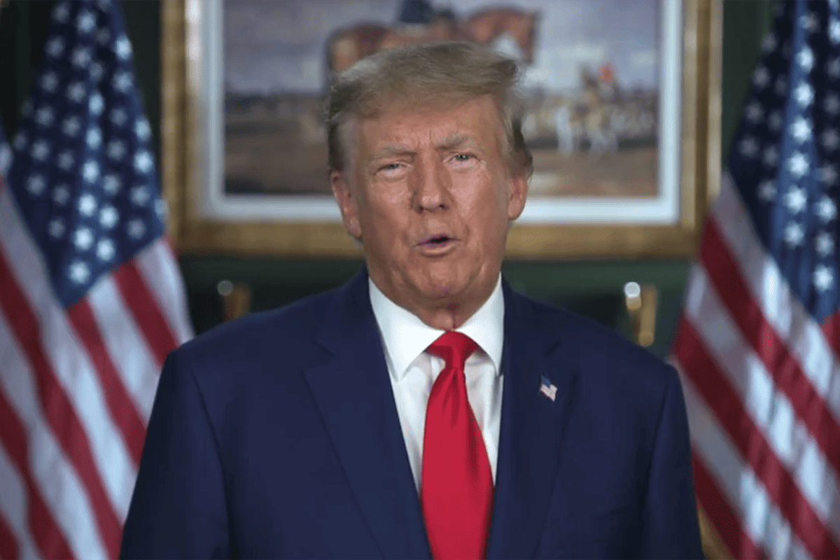 Former President Donald Trump announces opposition to allowing Ukraine entry into NATO, July 20, 2023. (Video/Team Trump)
