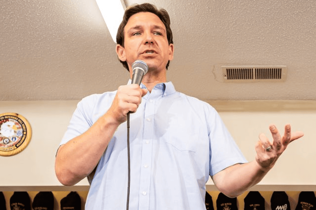 Gov. Ron DeSantis campaigns for president in Shelby County, Iowa, Aug. 11, 2023. (Photo/Never Back Down, X)