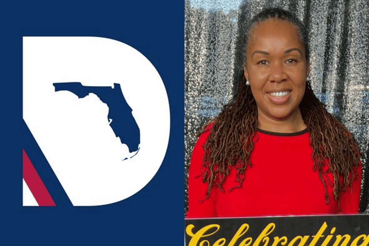 Florida Democratic Party logo, and former State Attorney Monique Worrell. (Photos/Florida Democrats, Twitter; State Attorney Monique Worrell, Facebook)