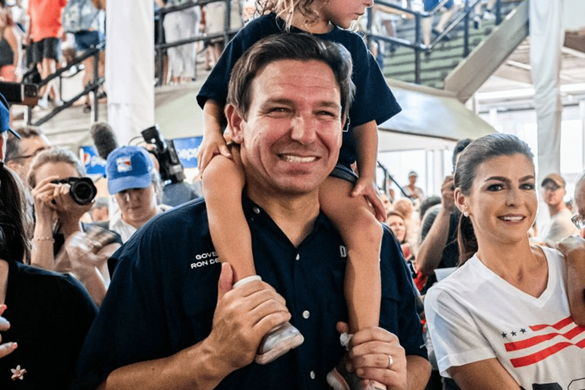 Gov. Ron DeSantis with his family at the Iowa State Fair in Des Moines, Iowa, Aug. 13, 2023. (Photo/Never Back Down)