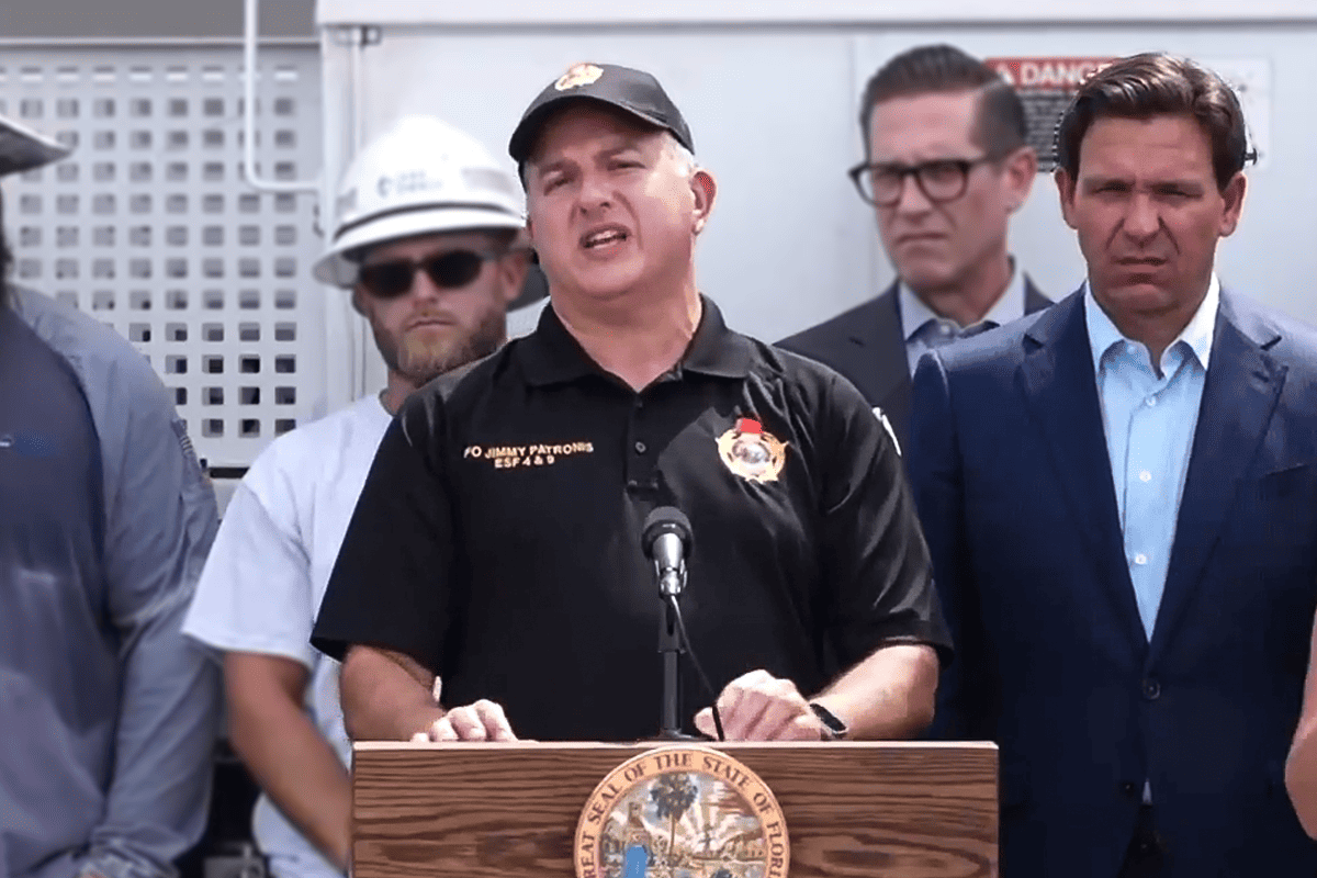 Florida Chief Financial Officer Jimmy Patronis delivers Hurricane Idalia update in Wildwood, Fla., Aug. 29, 2023. (Video/Gov. Ron DeSantis' office)