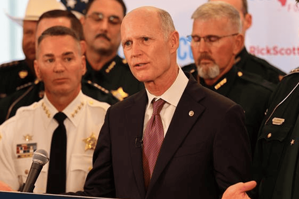 U.S. Sen. Rick Scott, R-Fla., announces endorsements from Florida sheriffs, Tampa, Fla., July 26, 2023. (Photo/Team Rick Scott)