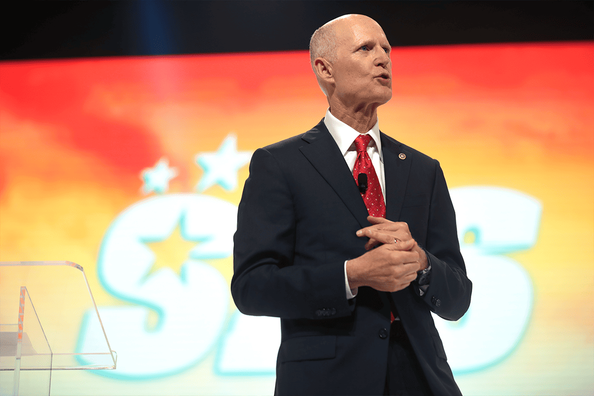 U.S. Sen. Rick Scott speaking with attendees at the 2021 Student Action Summit hosted by Turning Point USA at the Tampa Convention Center in Tampa, Fla., July 17, 2021. (Photo/Gage Skidmore, Flickr)

