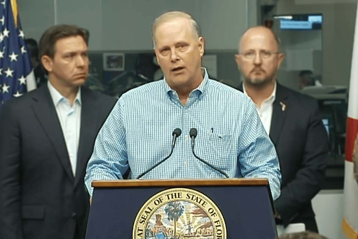 Florida Agriculture Commissioner Wilton Simpson delivers remarks at Hurricane Idalia update, Tallahassee, Fla., Aug. 28, 2023. (Video/Gov. Ron DeSantis' office)