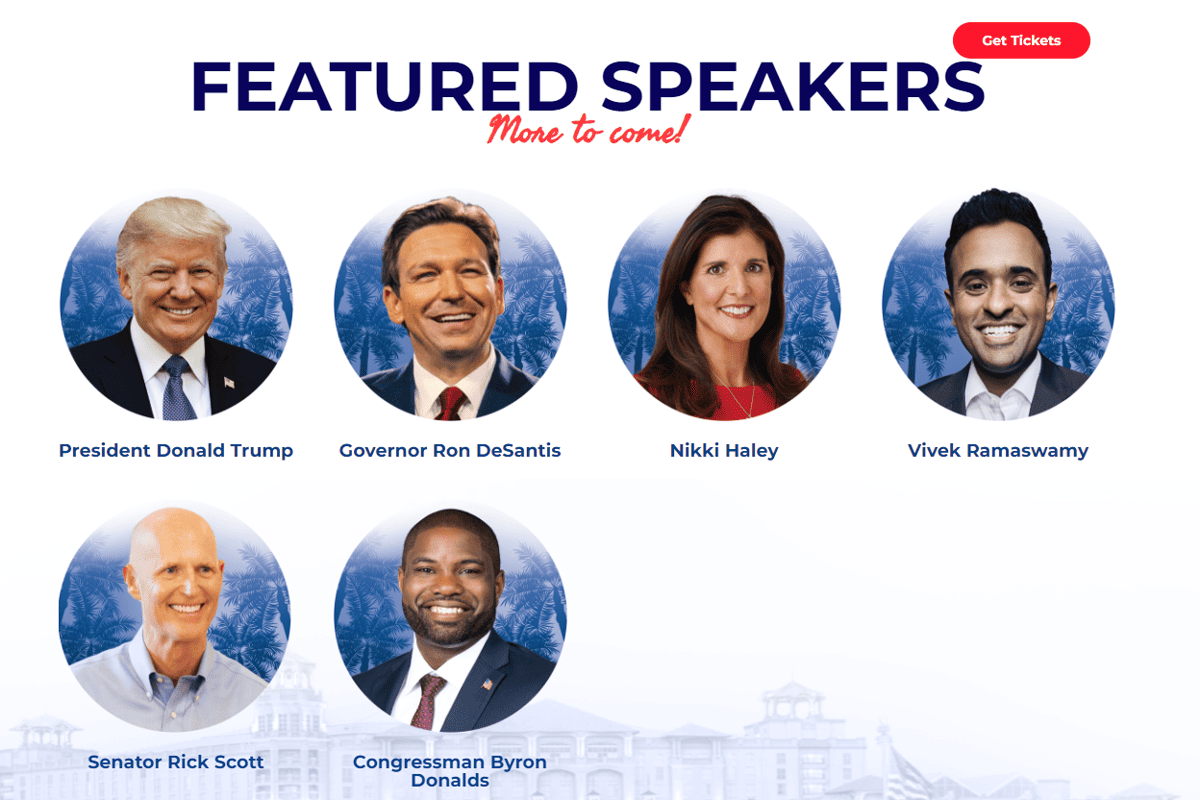 Florida Freedom Summit confirmed speakers. (Image/Republican Party of Florida)