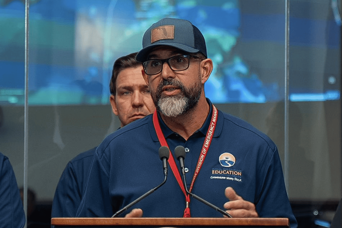 Florida Commissioner of Education Manny Diaz Jr. speaks about Hurricane Idalia's impacts on schools, Tallahassee, Fla., Aug. 30, 2023. (Photo/Manny Diaz Jr., X)