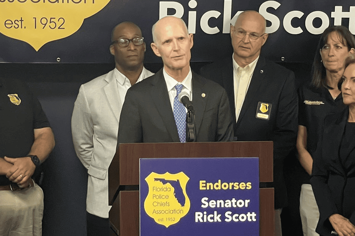 Sen. Rick Scott, R-Fla., endorsed by the Florida Police Chiefs Association, Tallahassee, Fla., Sept. 18, 2023. (Photo/Team Rick Scott)