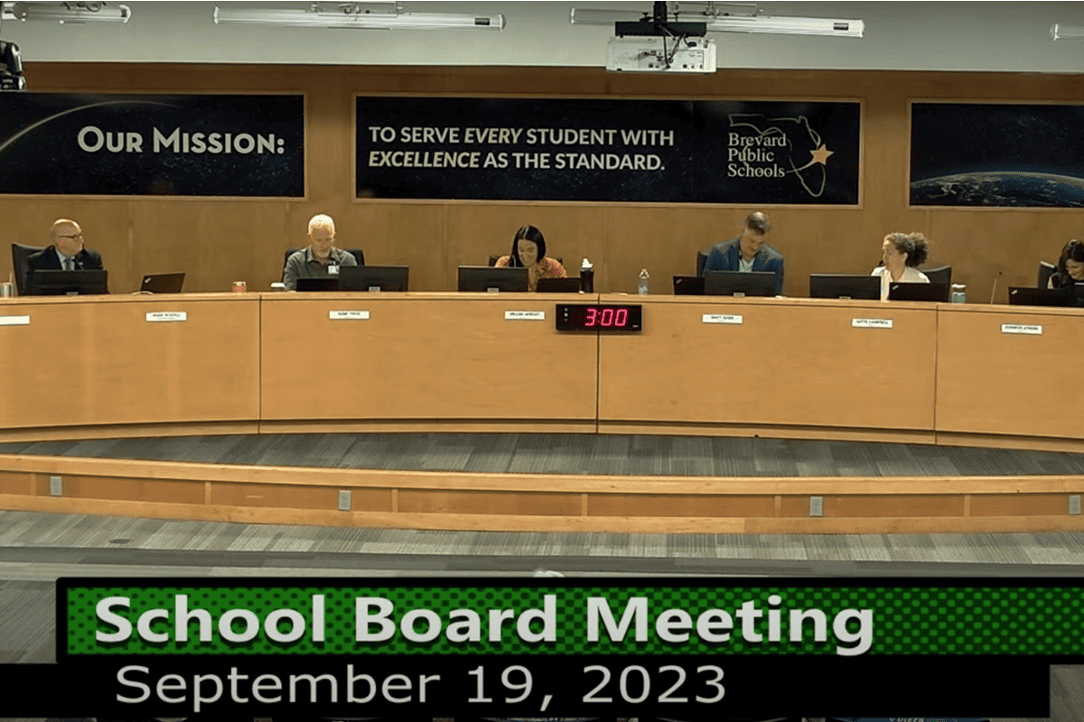 Brevard County School Board holds meeting, Sept. 19, 2023. (Video/ Brevard Public Schools)