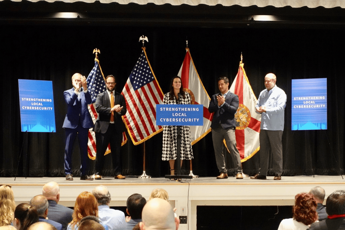 Lt. Gov. Jeanette Nuñez announces a cybersecurity grant award to the City of Sanibel in Sanibel, Fla., Oct. 4, 2023 (Picture/ Lt. Gov. Jeanette Nuñez Office)