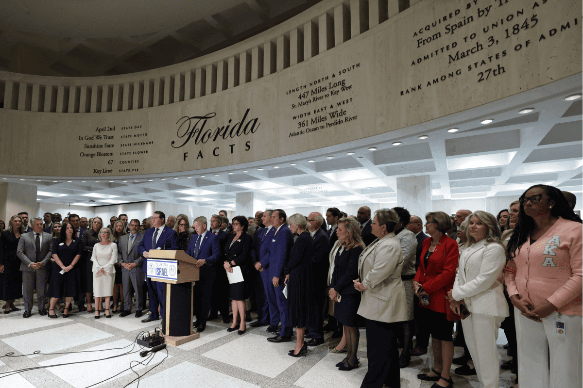 House and Senate leadership announce a bipartisan proclamation to support Israel in Tallahassee, Fla., Oct. 18, 2023. (Photo/ Florida Senate)