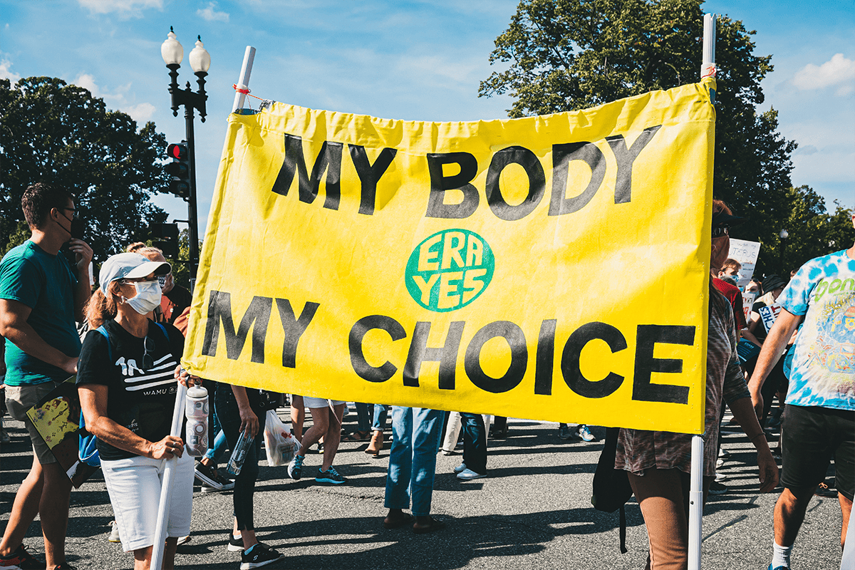 "My Body My Choice" sign, Washington, D.C., Oct. 4, 2021. (Photo/Gayatri Malhotra, Unsplash)