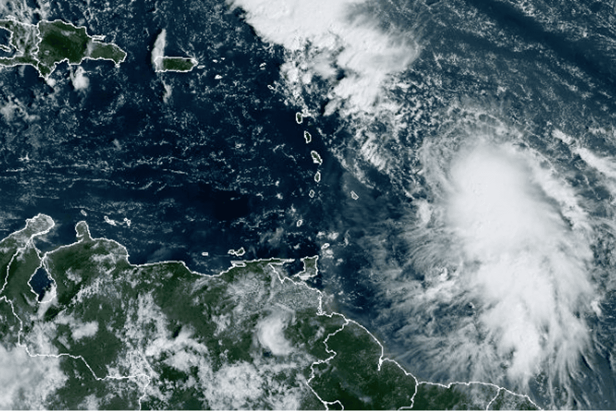 Satellite view of Tropical Storm Tammy, Oct. 19, 2023. (Image/National Hurricane Center)
