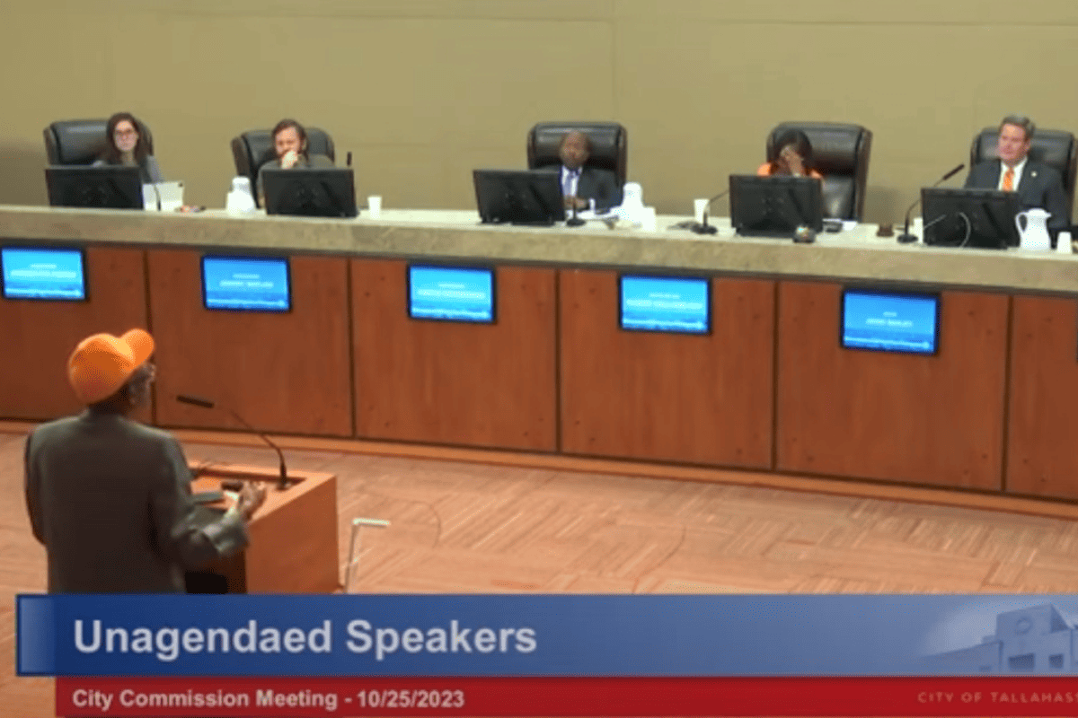 Tallahassee City Commission meeting in Tallahassee, Fla., Oct. 25, 2023. (Video/City of Tallahassee Meetings, YouTube)