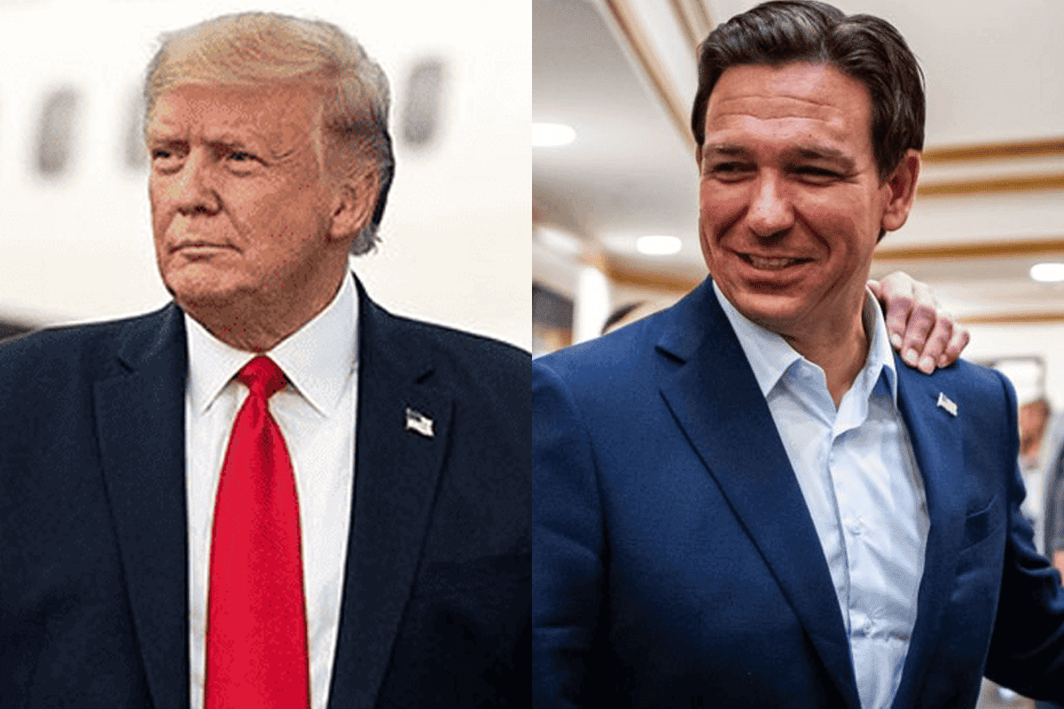 Former President Donald Trump and Gov. Ron DeSantis. (Photos/The Trump White House Archived, Flickr; Never Back Down)