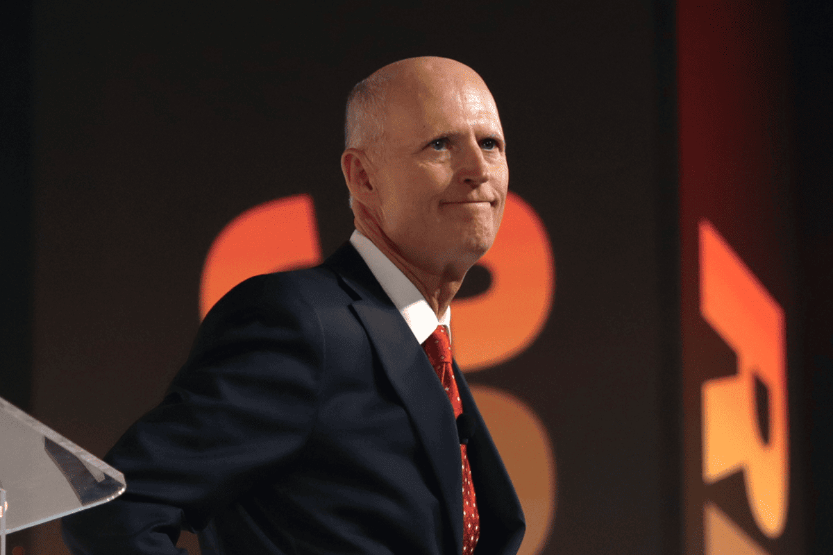 U.S. Sen. Rick Scott, R-Fla., speaking with attendees at the 2021 Student Action Summit hosted by Turning Point USA at the Tampa Convention Center in Tampa, Fla., July 17, 2021. (Photo/Gage Skidmore, Flickr)