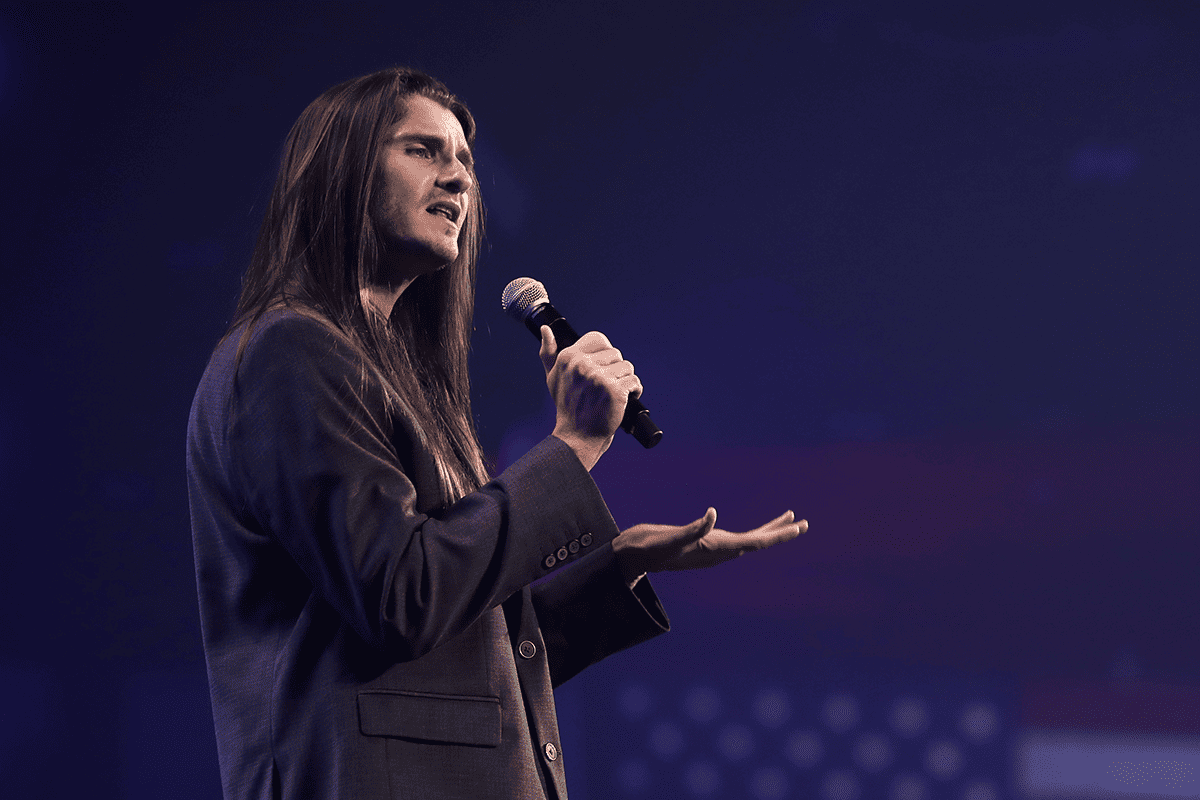 <a href=https://www.flickr.com/photos/gageskidmore/53068358122/>Conservative Republican activist Scott Presler speaking with attendees at the 2023 Turning Point Action Conference at the Palm Beach County Convention Center in West Palm Beach, Fla., July 16, 2023.</a> (Photo/Gage Skidmore, Flickr)