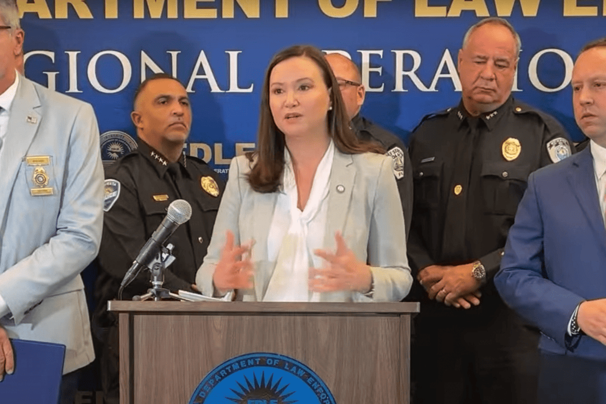 Florida Attorney General Ashley Moody with law enforcement leaders in Tallahassee, Fla., Nov. 2, 2023. (Photo/Attorney General Ashley Moody's office)