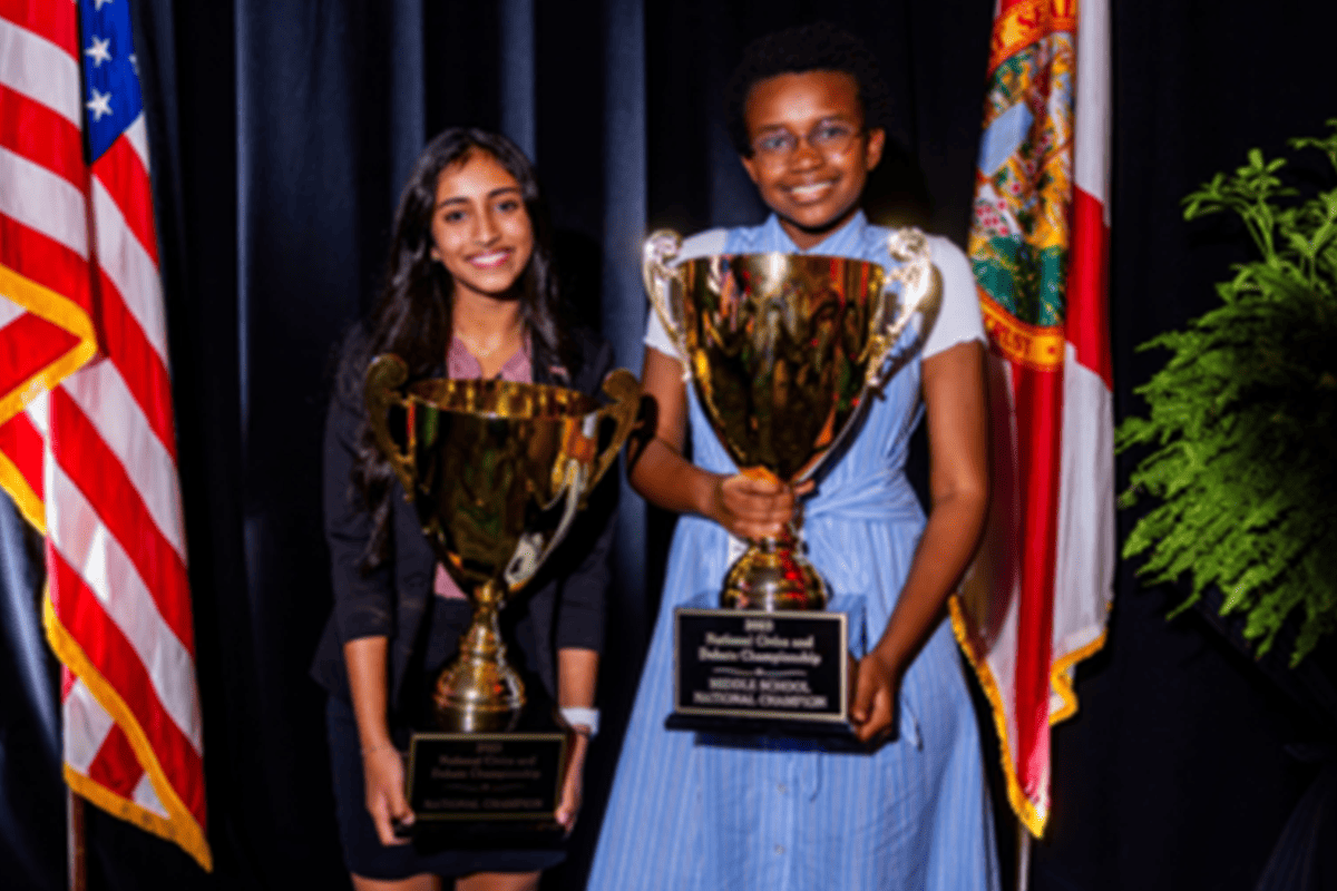The Great Debate: Florida’s National Civics and Debate Competition winners, Tallahassee, Fla., Nov. 17, 2023. (Photo/Gov. Ron DeSantis' office)
