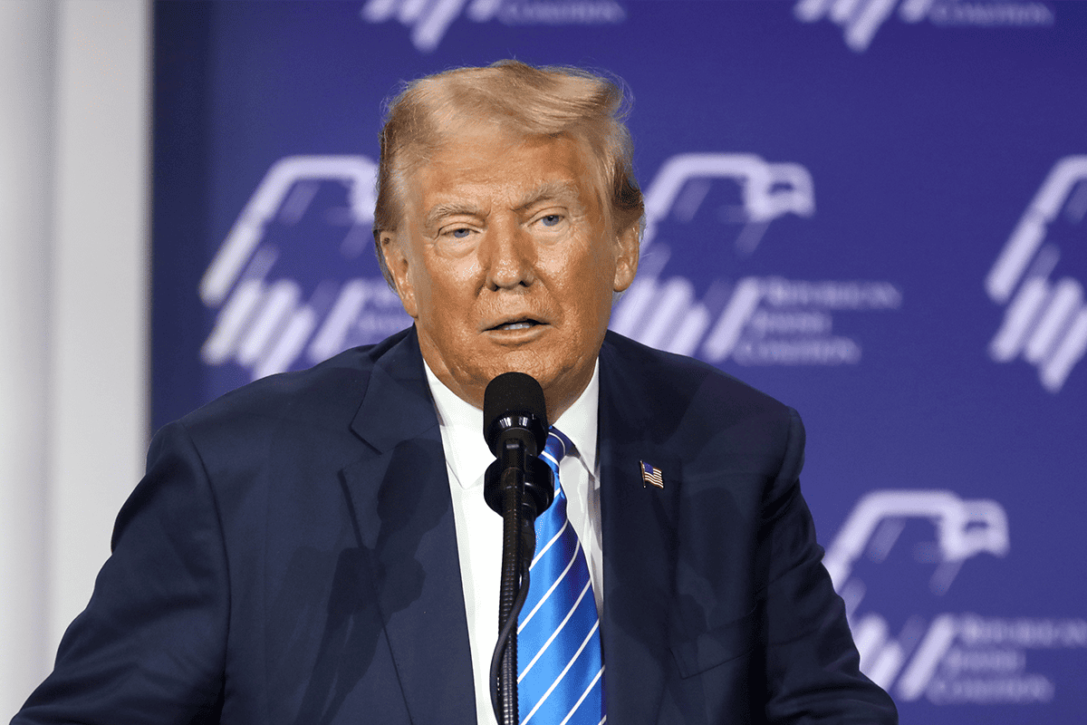 <a href=https://www.flickr.com/photos/gageskidmore/53298542452/>Former President Donald Trump speaking with attendees at the Republican Jewish Coalition's 2023 Annual Leadership Summit at the Venetian Convention & Expo Center in Las Vegas, Nev., Oct. 28, 2023.</a> (Photo/Gage Skidmore, Flickr)