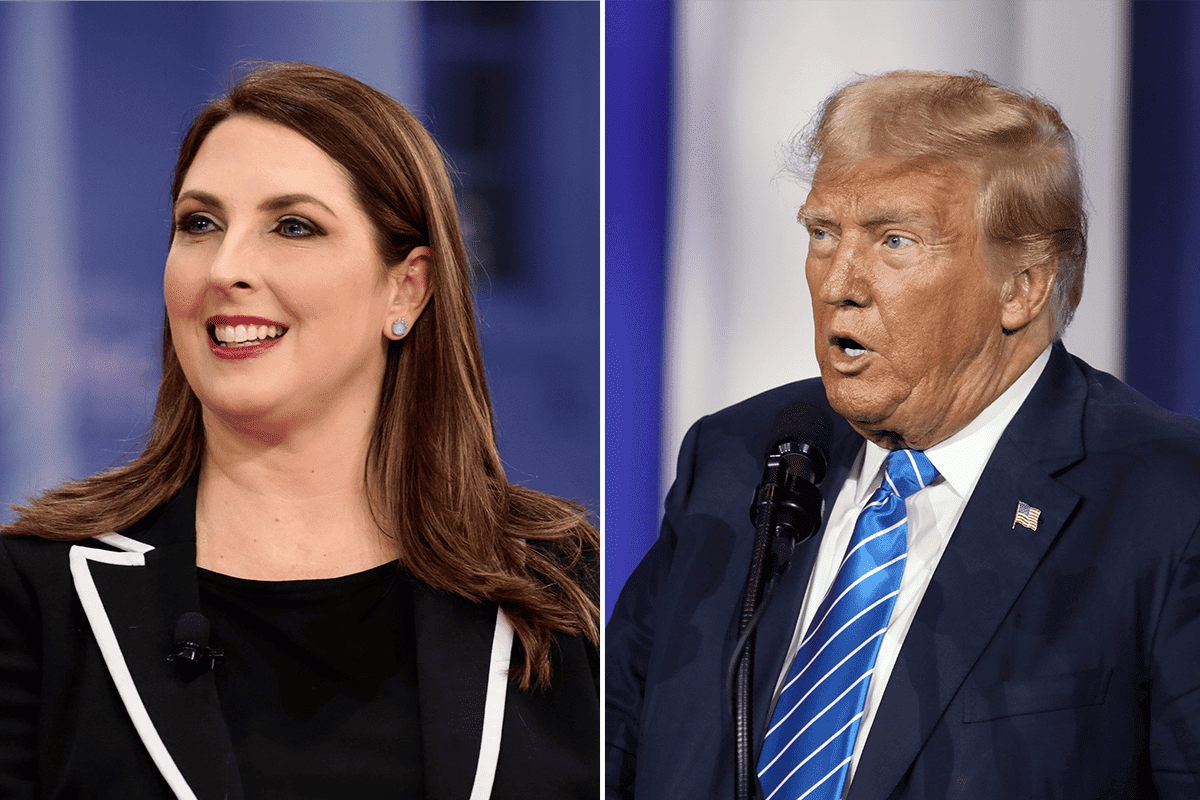 <a href=https://www.flickr.com/photos/gageskidmore/40531266141>Republican National Committee Chairwoman Ronna McDaniel</a> and <a href=https://www.flickr.com/photos/gageskidmore/53298542832>former President Donald Trump.</a> (Photos/Gage Skidmore, Flickr)