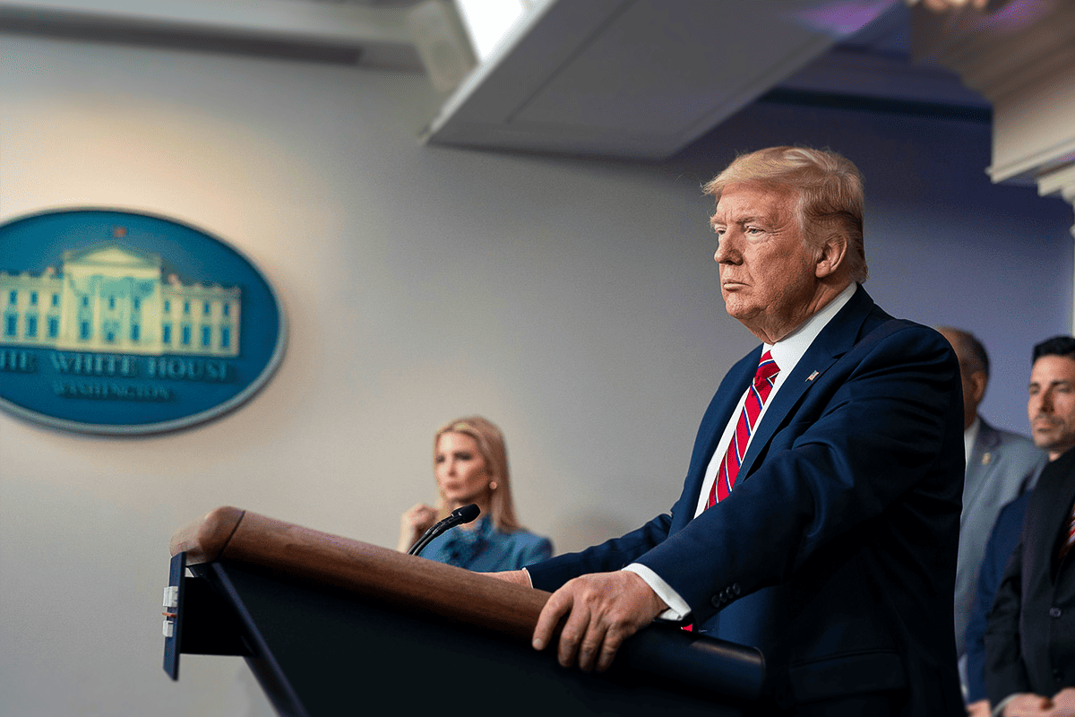 President Donald Trump at a press briefing at the White House, Washington, D.C., March 23, 2020. (Photo/GPA Photo Archive) 