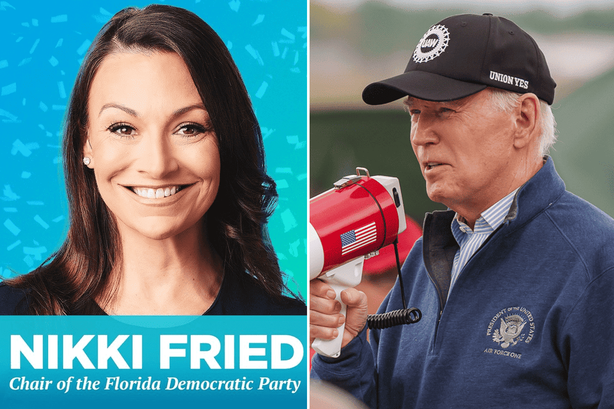 Florida Democratic Party Chairwoman Nikki Fried and President Joe Biden. (Photos/@FlaDems, X; President Joe Biden)