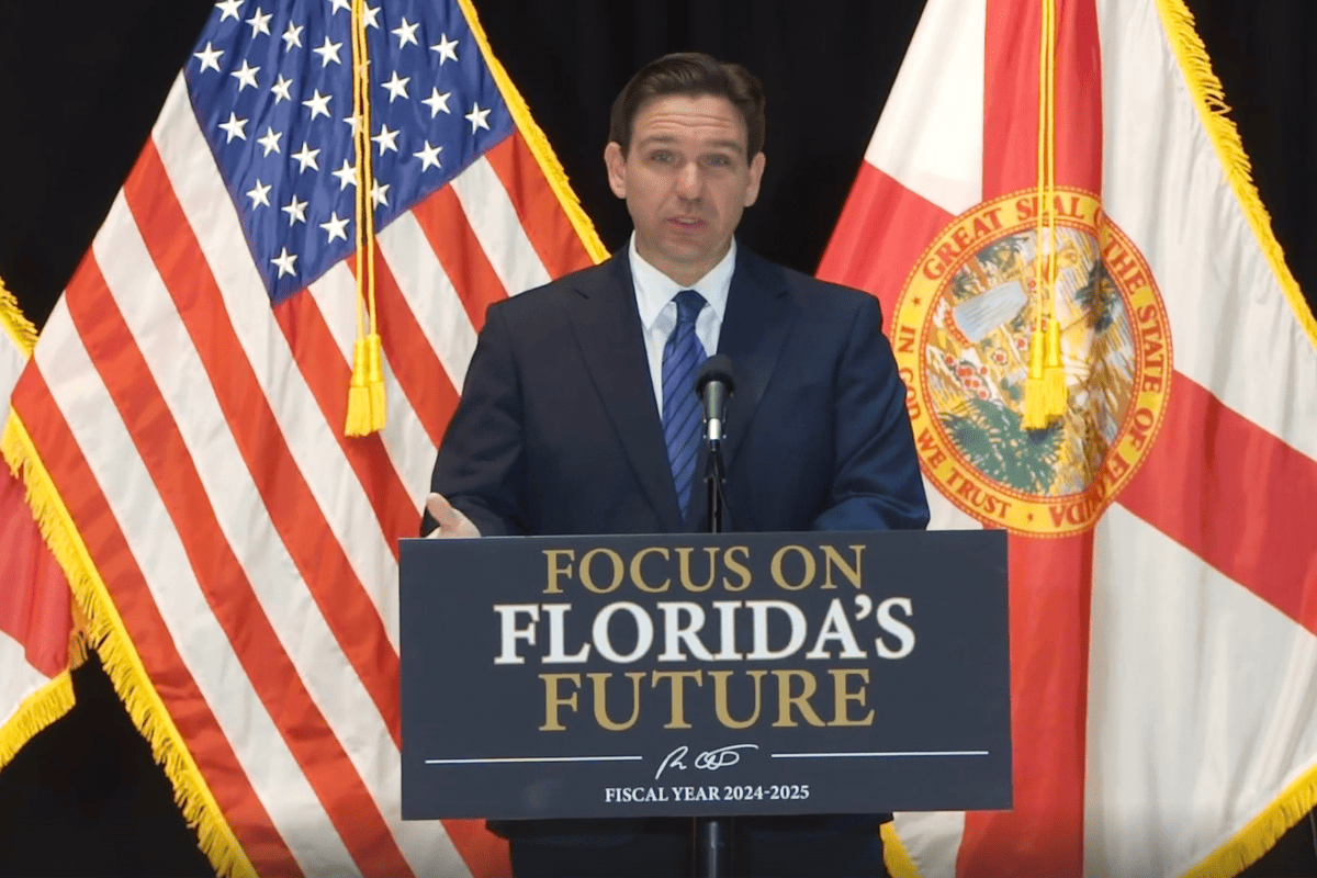 Gov. Ron DeSantis announces "Focus on Florida's Future" budget for fiscal year 2024-2025 in Marco Island, Fla., Dec. 5, 2023. (Video/Gov. Ron DeSantis' office)