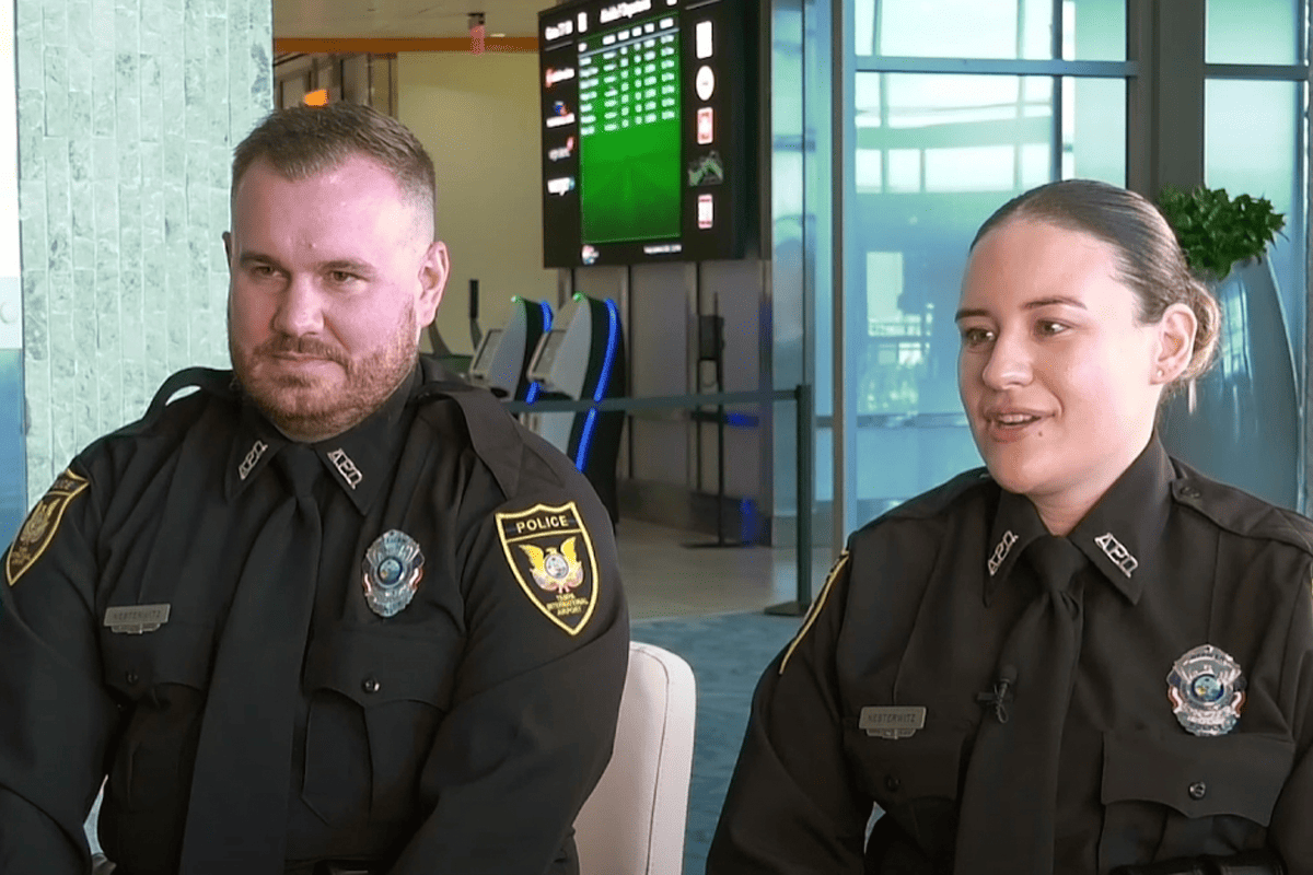 Florida Attorney General Ashley Moody sits down with TPA officers Mike and Angeliesse Nesterwitz, Nov. 29, 2023. (Video/Attorney General Ashley Moody's office)