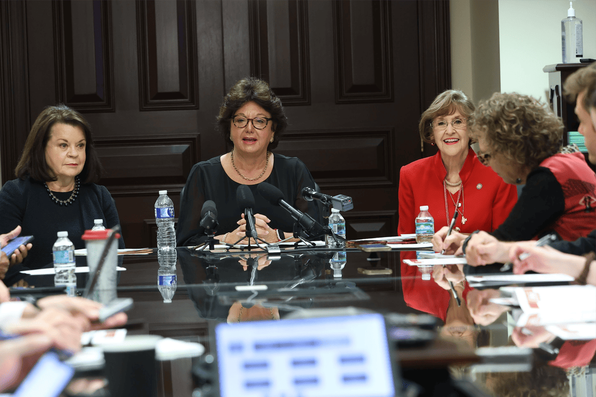Florida Senate President Kathleen Passidomo, R-Naples, and other lawmakers discuss their "Live Healthy Initiative," Tallahassee, Fla., Dec. 7, 2023. (Photo/Kathleen Passidomo, X)