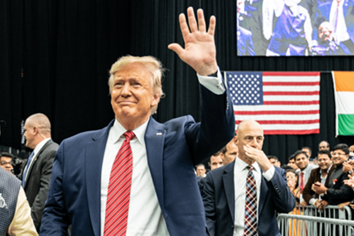 <a href=https://www.flickr.com/photos/iip-photo-archive/48790498582>President Donald Trump at the NGR Stadium in Houston, Texas, Sept. 22, 2019.</a> (Photo/GPA Photo Archive, Flickr)