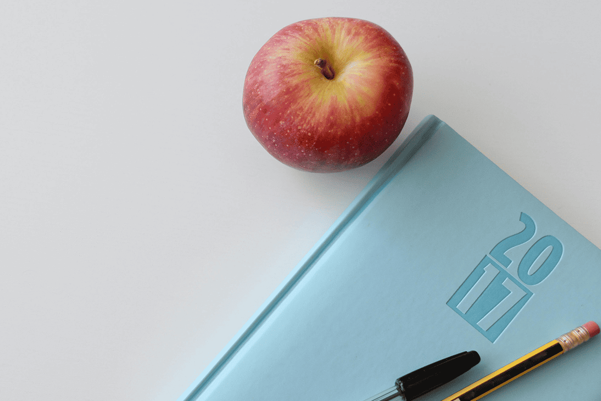 Apple and a school book, Jan. 14, 2017. (Photo/Pixabay, Unsplash)