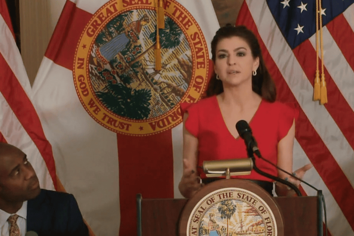 Florida First Lady Casey DeSantis announces cancer innovation award funding, Tallahassee, Fla., Feb. 14, 2024. (Video/DeSantis' office)