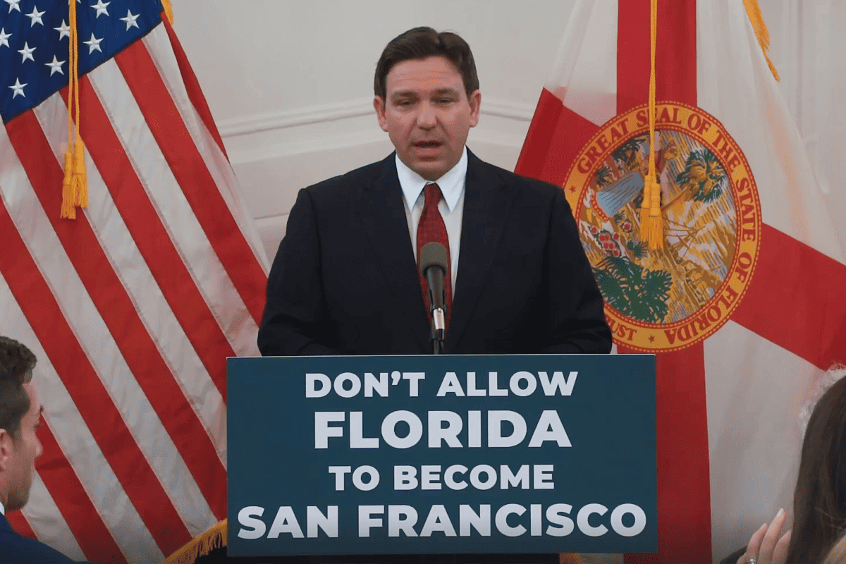 Gov. Ron DeSantis announces proposal to deal with homelessness, Miami Beach, Fla., Feb. 5, 2024. (Video/DeSantis' office)