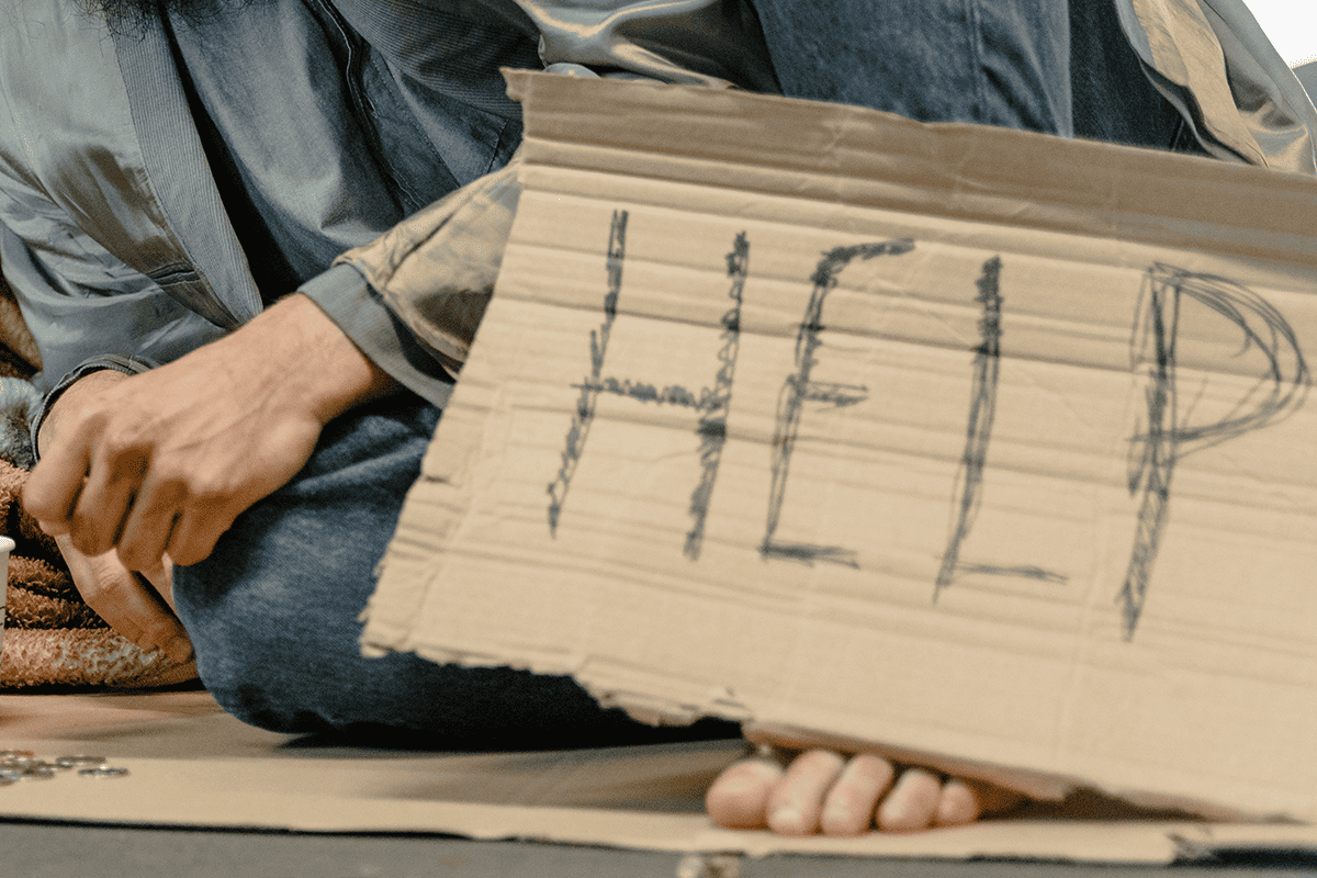 Homeless man, May 26, 2021. (Photo/MART PRODUCTION, Pexels)