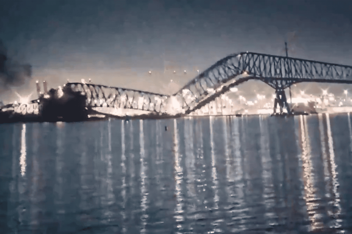 Francis Scott Key Bridge in Baltimore, Md., March 26, 2024. (Video/@MyLordBebo, X)