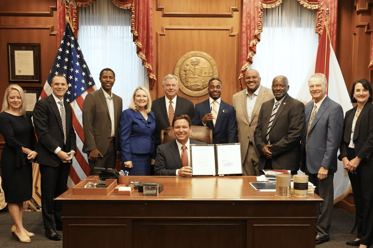 Gov. Ron DeSantis signs legislation to rename Tallahassee Community College to Tallahassee State College, Tallahassee, Fla., March 27, 2024. (Photo/DeSantis' office)