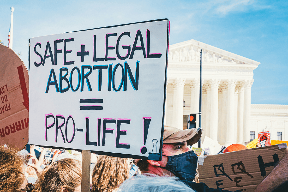 "Safe + Legal Abortion = Pro-Life" sign, Washington, D.C., Oct. 4, 2021. (Photo/Gayatri Malhotra, Unsplash)