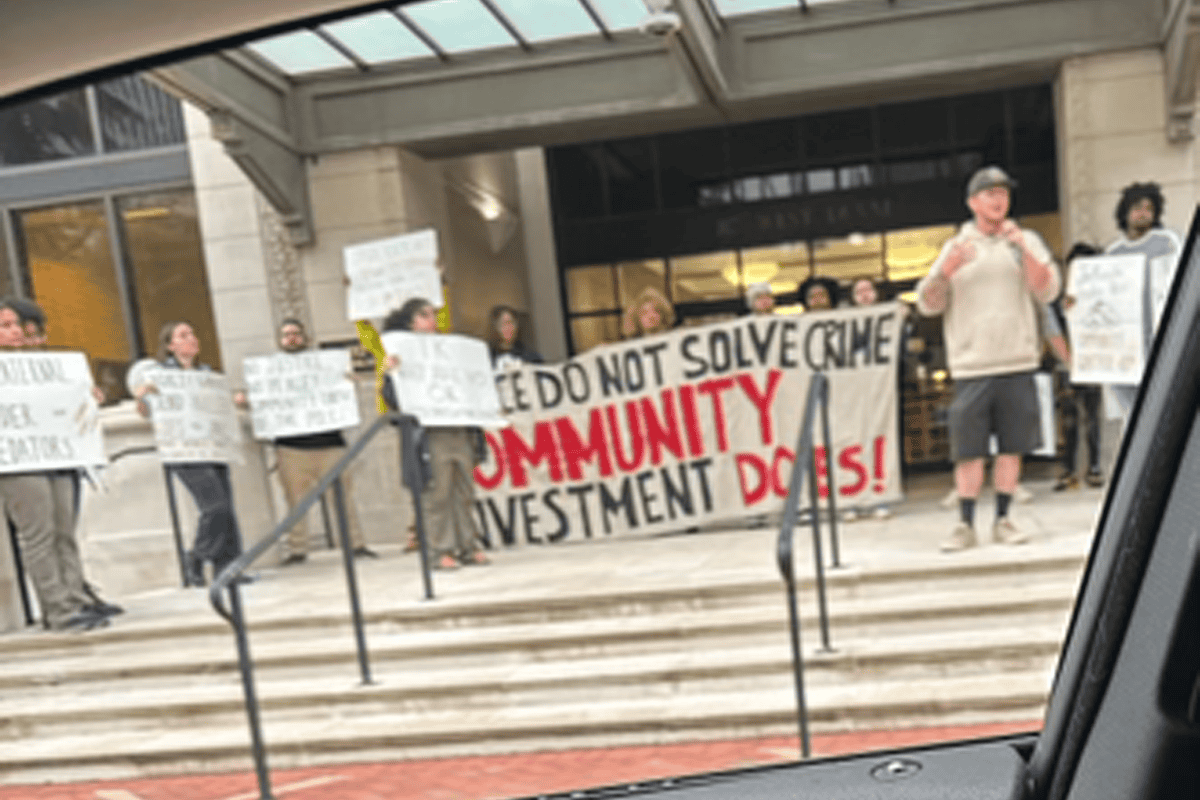 Protestors outside Jacksonville City Hall. 