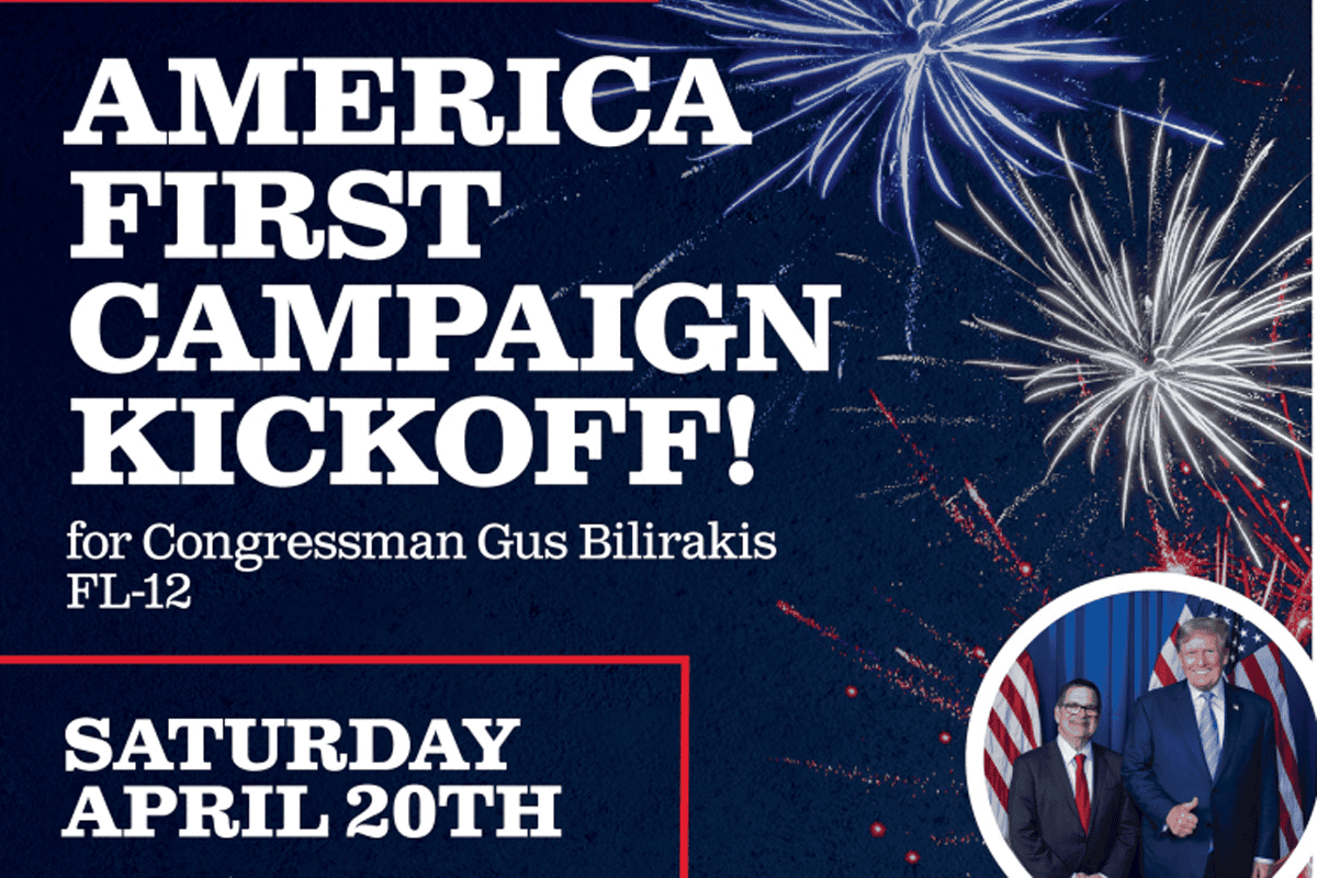 Flyer for Florida Republican Rep. Gus Bilirakis' campaign kickoff. (Courtesy image)