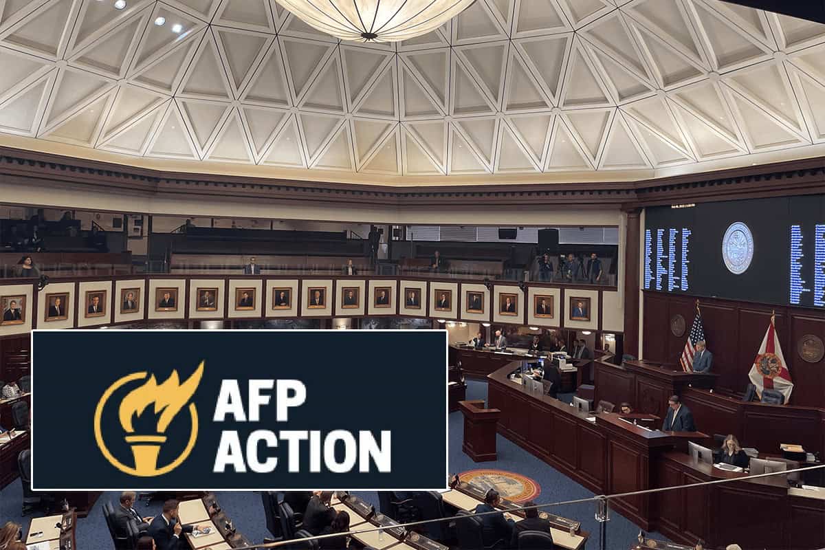 AFP Action logo, and the Florida House of Representatives. (Photos/AFP Action; Florida House)