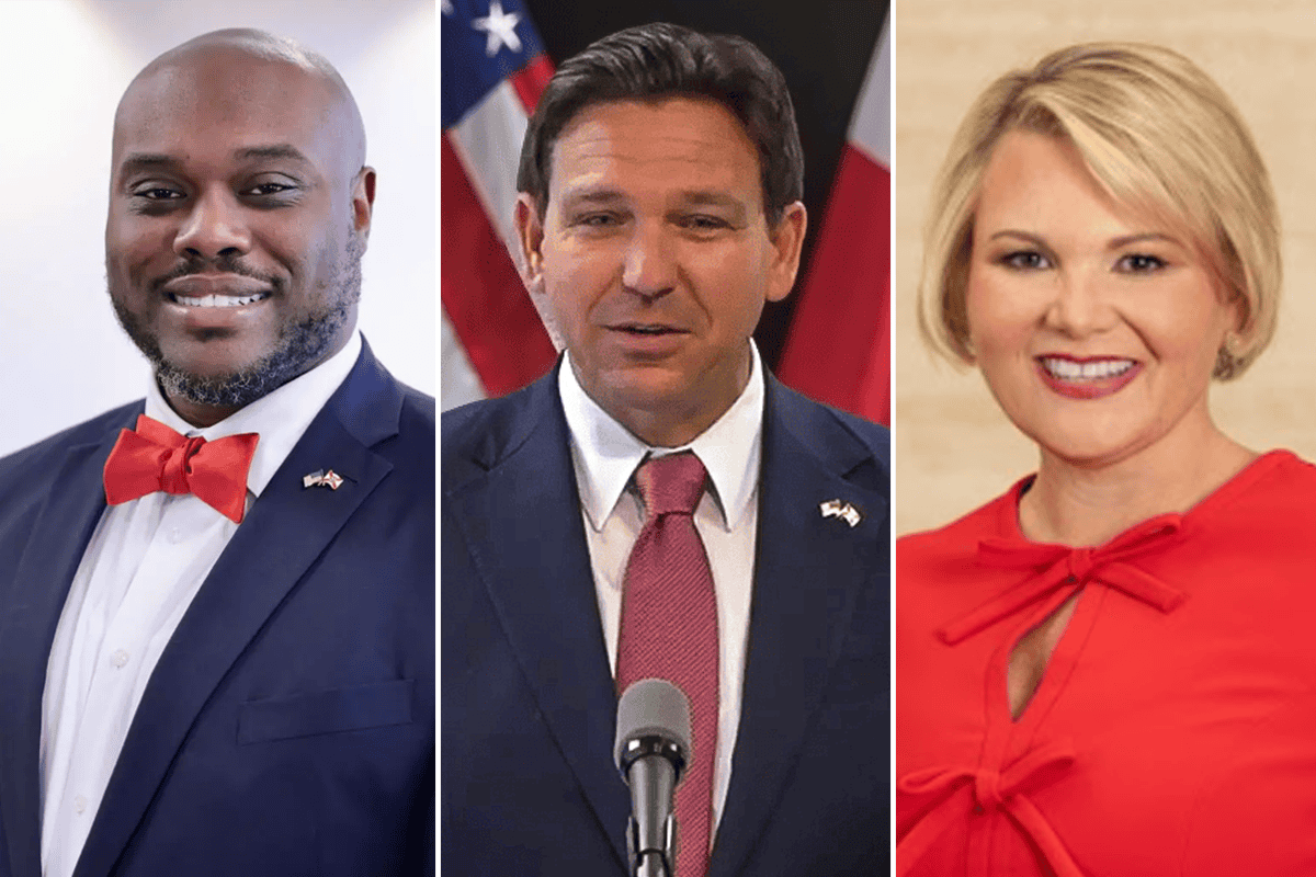 State Attorney Andrew Bain, Gov. Ron DeSantis and State Attorney Suzy Lopez. (Photos/Bain's office; DeSantis' office; Lopez's office)